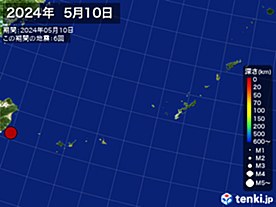 2024年05月10日の震央分布図