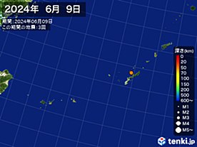2024年06月09日の震央分布図