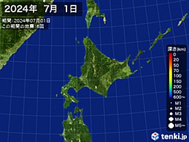 2024年07月01日の震央分布図