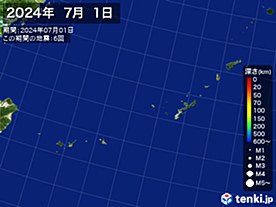 2024年07月01日の震央分布図