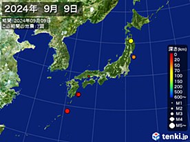 2024年09月09日の震央分布図