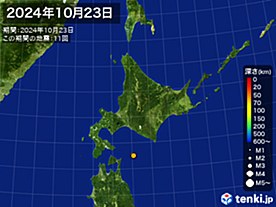 2024年10月23日の震央分布図