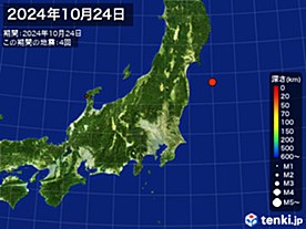 2024年10月24日の震央分布図
