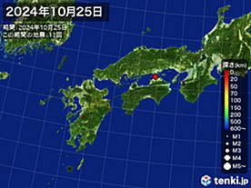 2024年10月25日の震央分布図