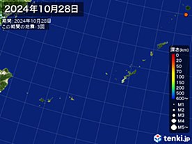 2024年10月28日の震央分布図