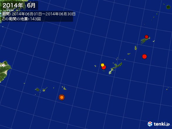 沖縄・震央分布図(2014年06月)