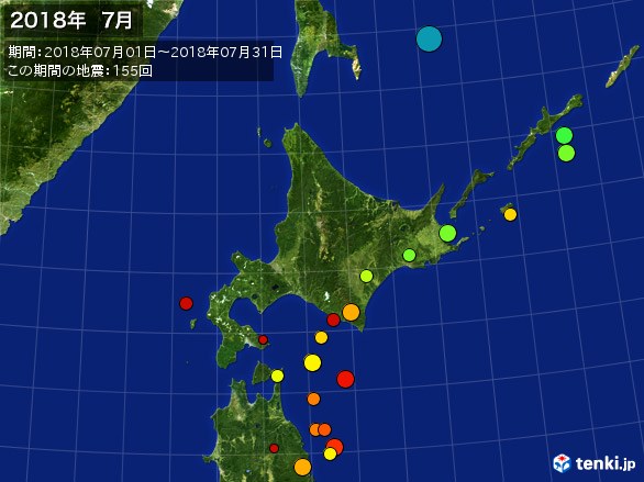 北日本・震央分布図(2018年07月)