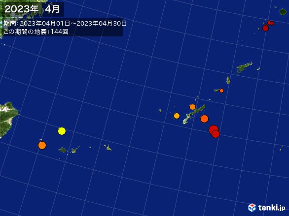 沖縄・震央分布図(2023年04月)