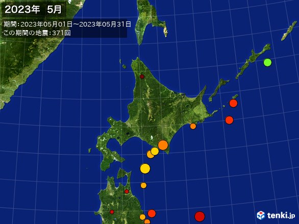 北日本・震央分布図(2023年05月)