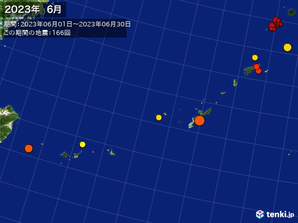沖縄・震央分布図(2023年06月)