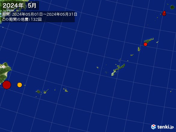 沖縄・震央分布図(2024年05月)